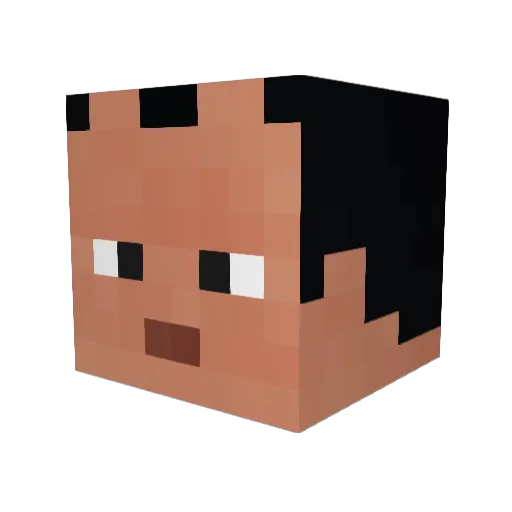 Effect Minecraft avatar head, 3D render