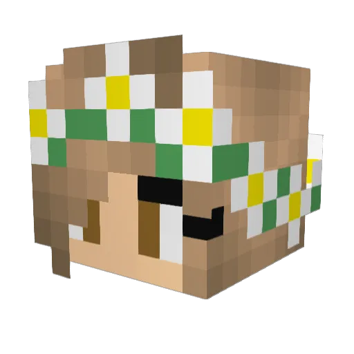 Eggiepieface Minecraft avatar head, 3D render