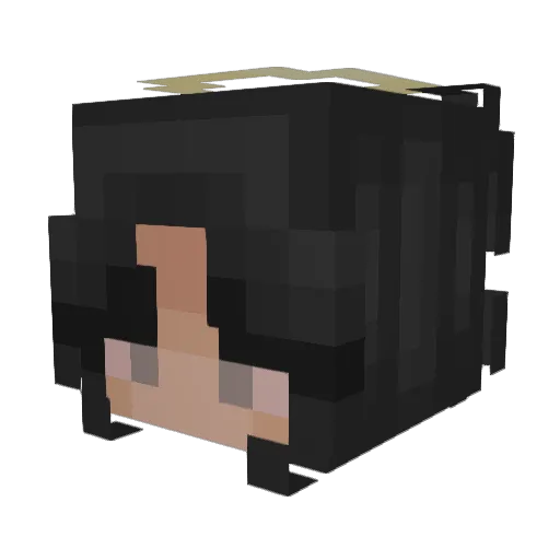 Elbowed Minecraft avatar head, 3D render