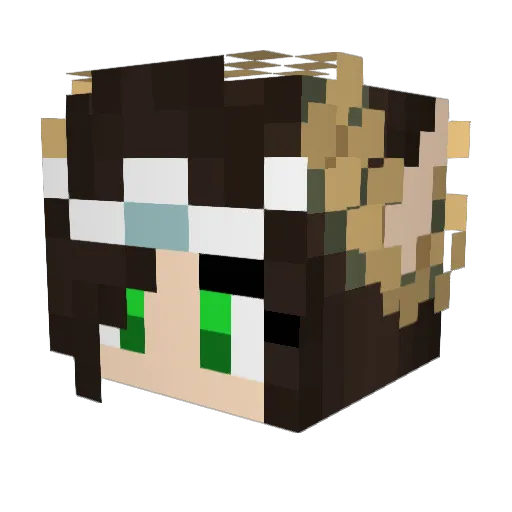 Elfette Minecraft avatar head, 3D render