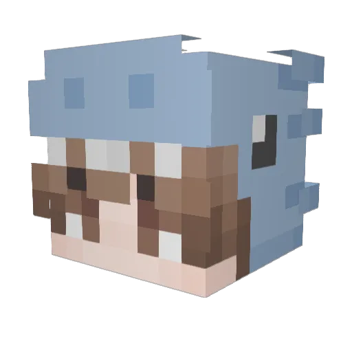 Elfiosito Minecraft avatar head, 3D render