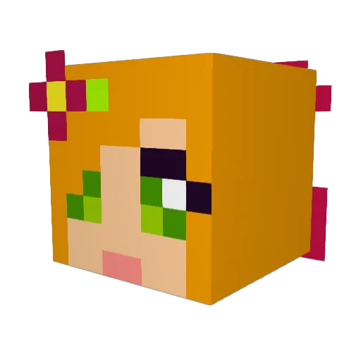 Elodie7 Minecraft avatar head, 3D render
