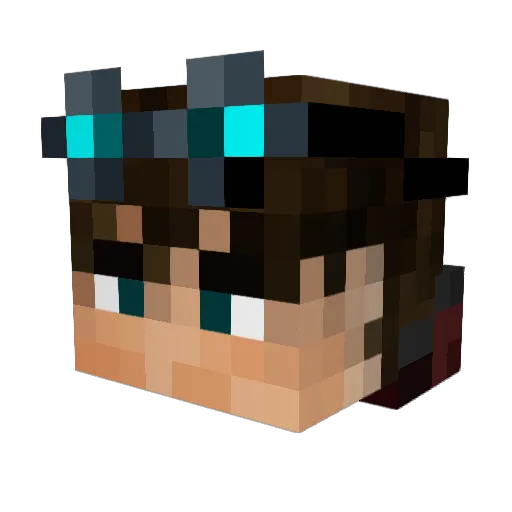 Elveg Minecraft avatar head, 3D render