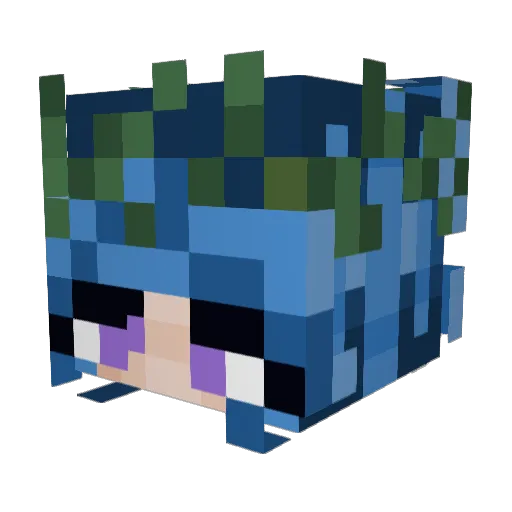 Emeraie Minecraft avatar head, 3D render
