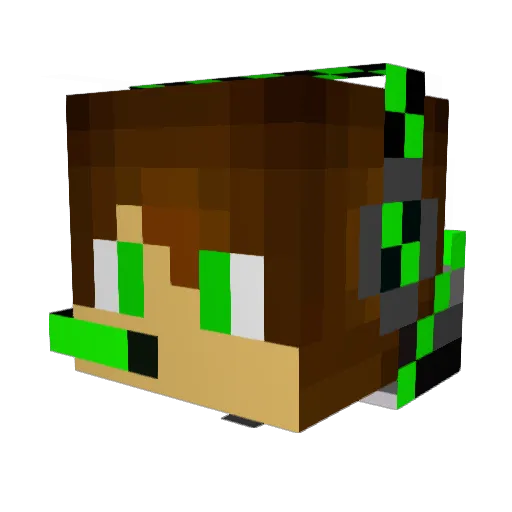 EmeraldMinecart3 Minecraft avatar head, 3D render