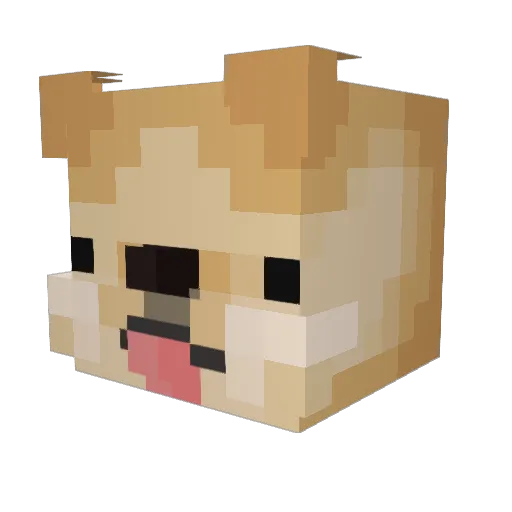 Emerdog Minecraft avatar head, 3D render