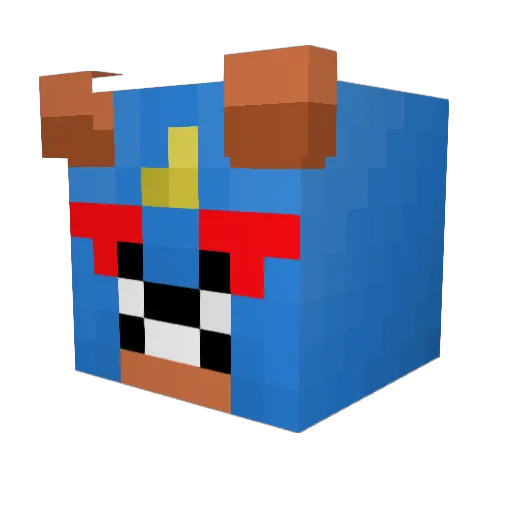 Empachado Minecraft avatar head, 3D render