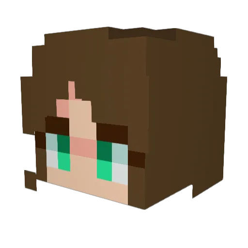 Emzerald Minecraft avatar head, 3D render
