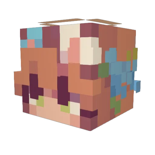 Excerebramus Minecraft avatar head, 3D render