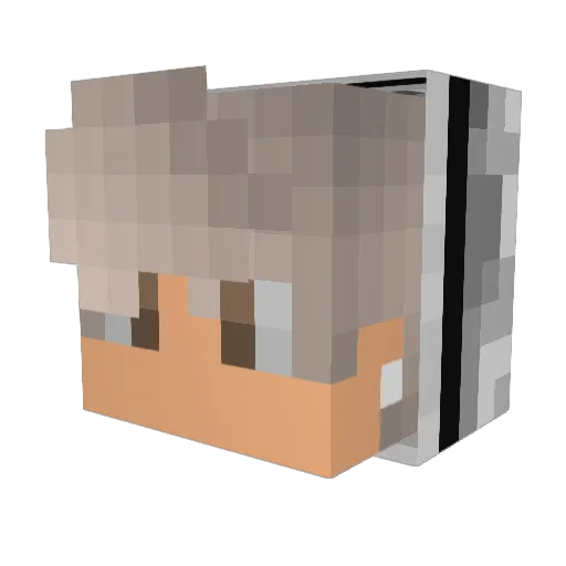 Extted Minecraft avatar head, 3D render