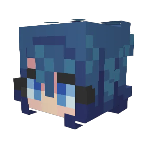 F1_1 Minecraft avatar head, 3D render