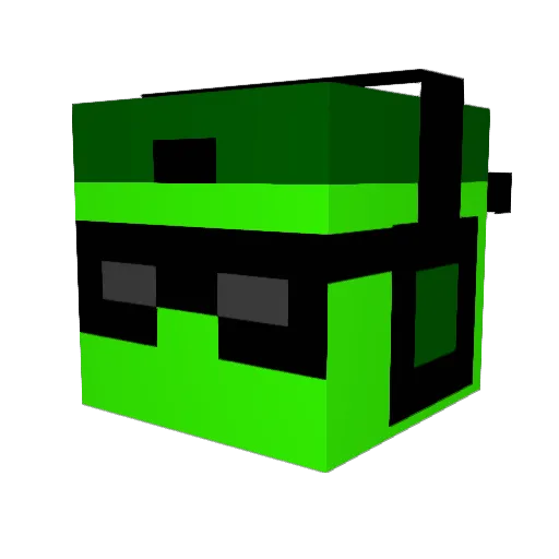 FLUROGR33N Minecraft avatar head, 3D render