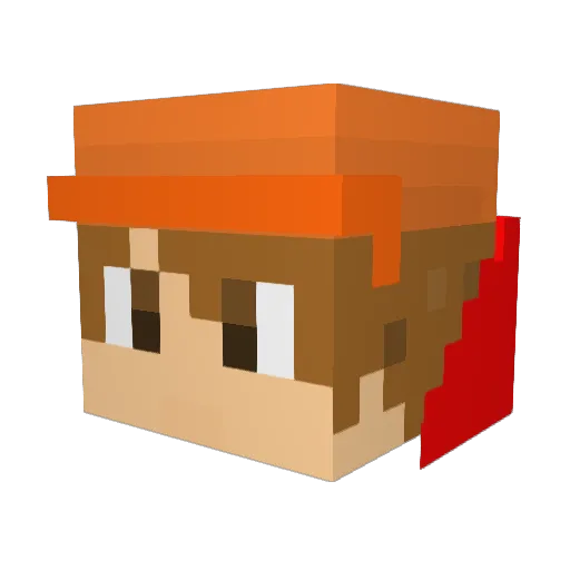 Fabaaaa Minecraft avatar head, 3D render