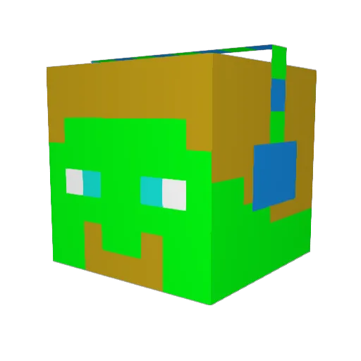 Fabai Minecraft avatar head, 3D render