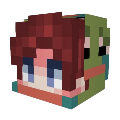FakaMetJou Minecraft avatar head, 3D render