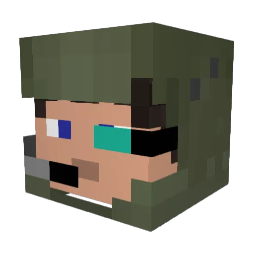 Fasion Minecraft avatar head, 3D render