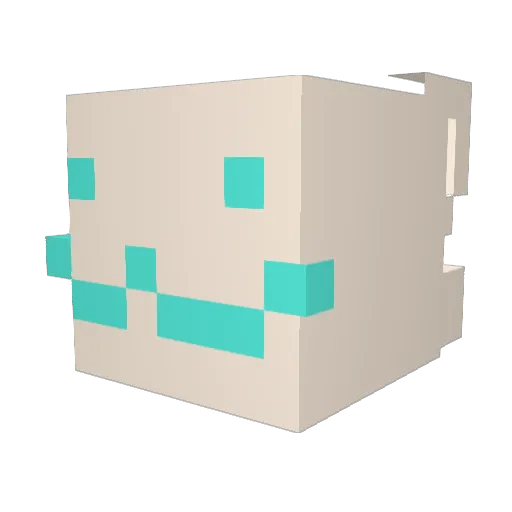 Fatcqt Minecraft avatar head, 3D render
