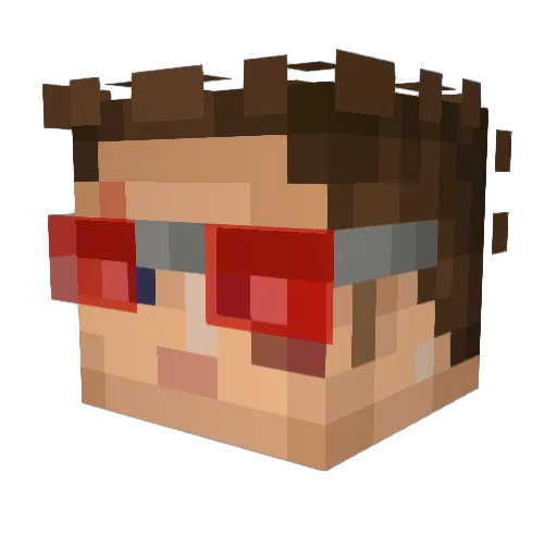 Fe7zy Minecraft avatar head, 3D render