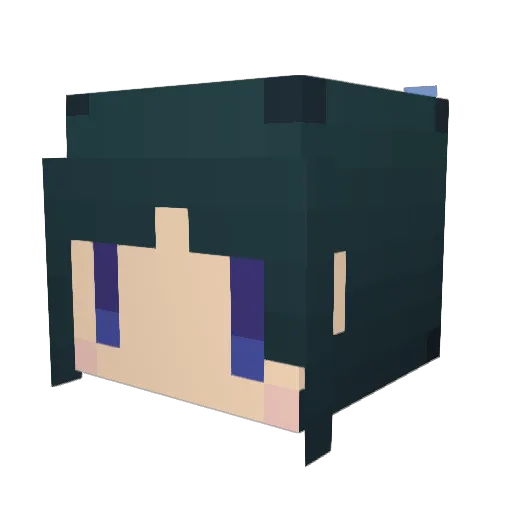 Ffururu Minecraft avatar head, 3D render