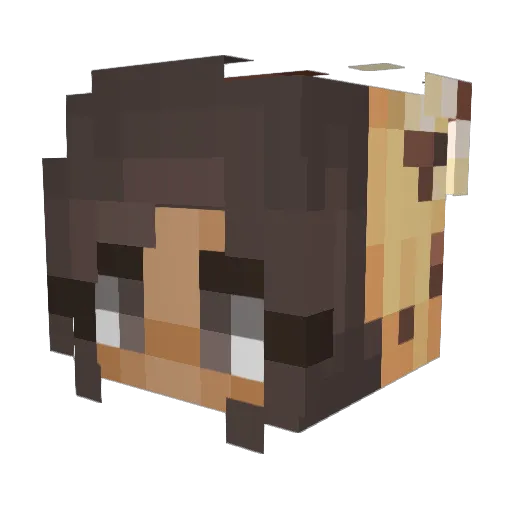 Fifilla Minecraft avatar head, 3D render