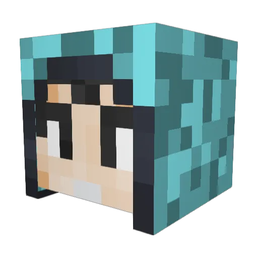 Fiiaa Minecraft avatar head, 3D render