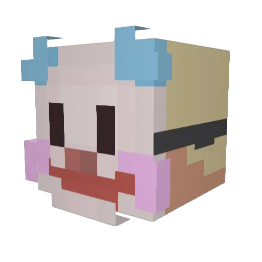 Fiju Minecraft avatar head, 3D render