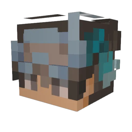Fiklapel Minecraft avatar head, 3D render