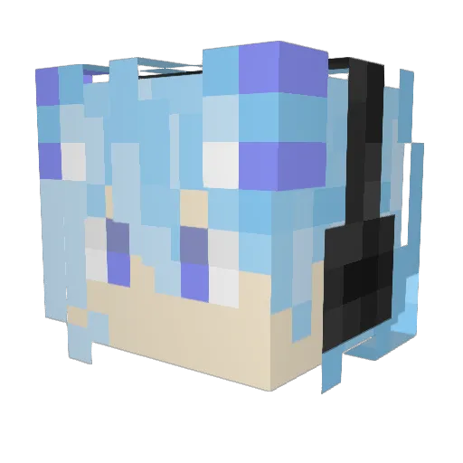 Finlior_White Minecraft avatar head, 3D render