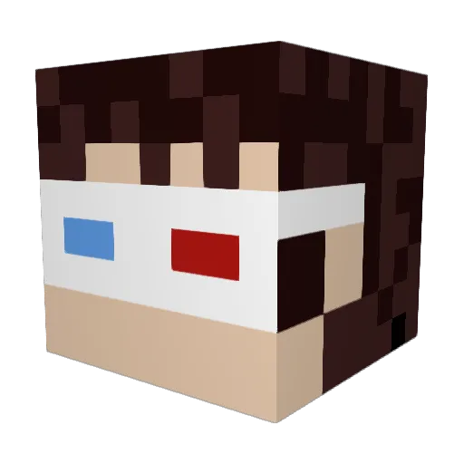 Finth3h00man Minecraft avatar head, 3D render