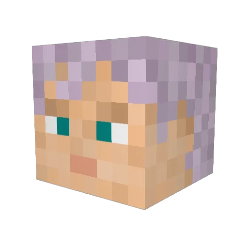 Fioletets Minecraft avatar head, 3D render