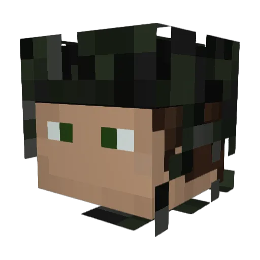 Fishell Minecraft avatar head, 3D render
