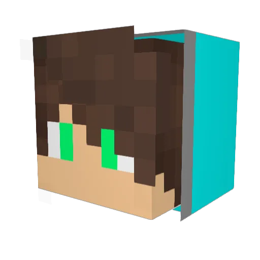 Fkying Minecraft avatar head, 3D render