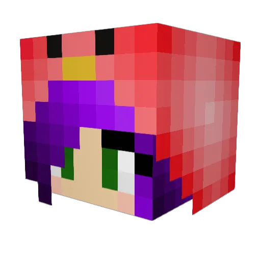 Flamingomeisje Minecraft avatar head, 3D render