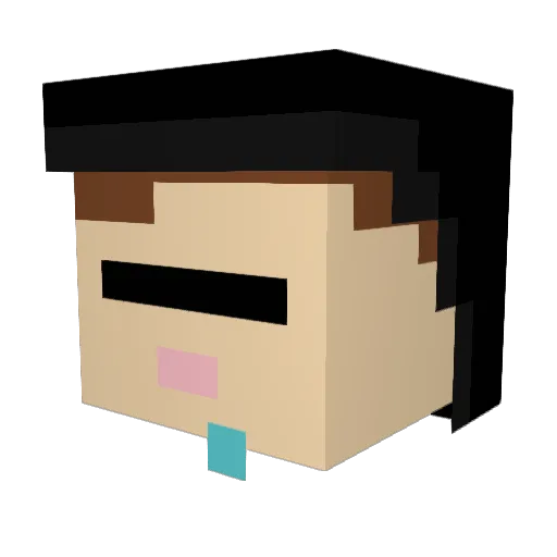 FlaschEO Minecraft avatar head, 3D render