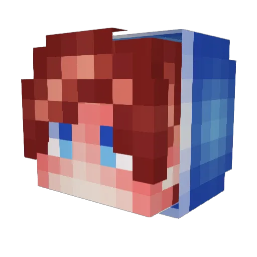 Flaue Minecraft avatar head, 3D render