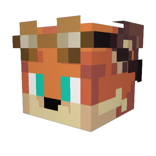 FlawFox Minecraft avatar head, 3D render