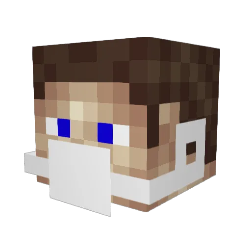FlickDoodleDog Minecraft avatar head, 3D render