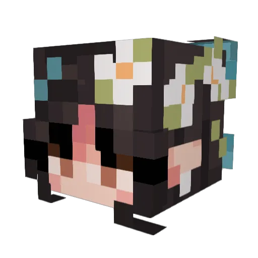 Floriellea Minecraft avatar head, 3D render