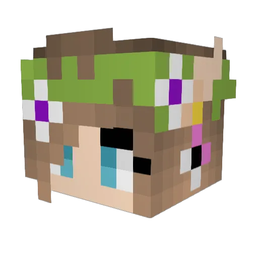 FlowraPipou Minecraft avatar head, 3D render