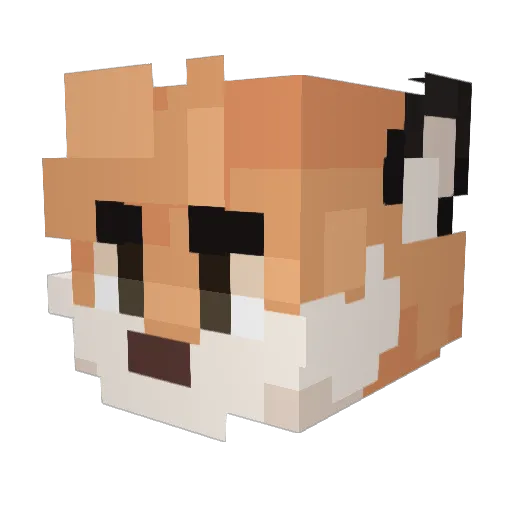FluffedUpFox Minecraft avatar head, 3D render