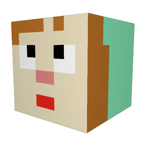 Flutter08 Minecraft avatar head, 3D render