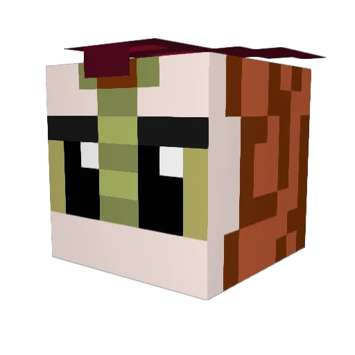 FlutterWeasle Minecraft avatar head, 3D render