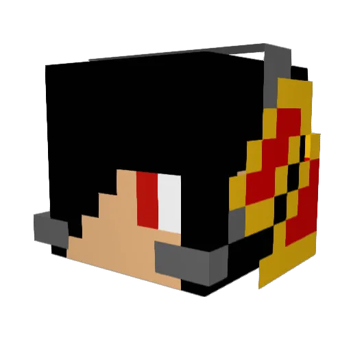 Fly_QiE Minecraft avatar head, 3D render
