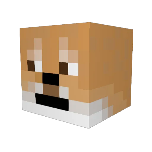 Fokslenni Minecraft avatar head, 3D render