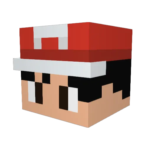 Fostermant Minecraft avatar head, 3D render