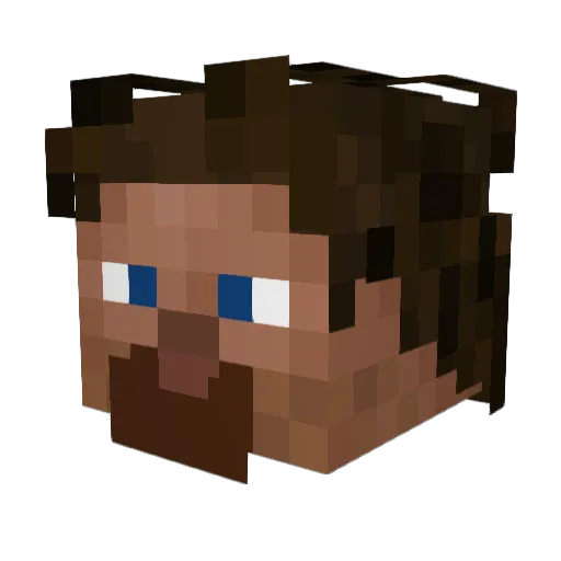 Fotted Minecraft avatar head, 3D render