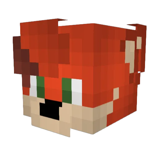 Fox0H Minecraft avatar head, 3D render