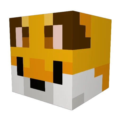 FoxMutant Minecraft avatar head, 3D render