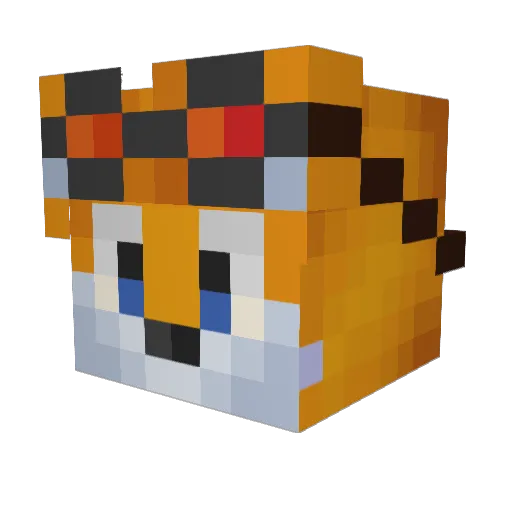 FoxWithTwoTails Minecraft avatar head, 3D render