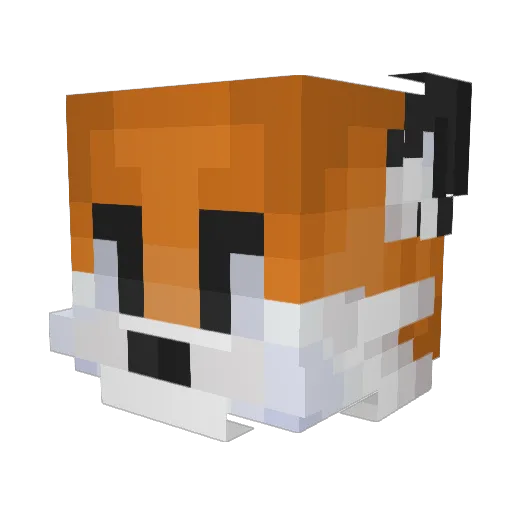 Fox_IRL Minecraft avatar head, 3D render